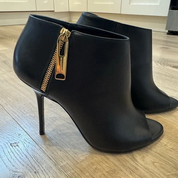 Burberry Black Peep-Toe Ankle Boots - Picture 2 of 11